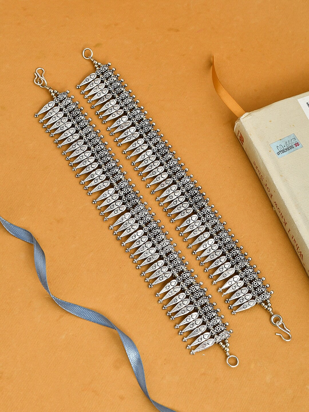 

Silvermerc Designs Set Of 2 Oxidised Silver-Plated Bridal Anklets