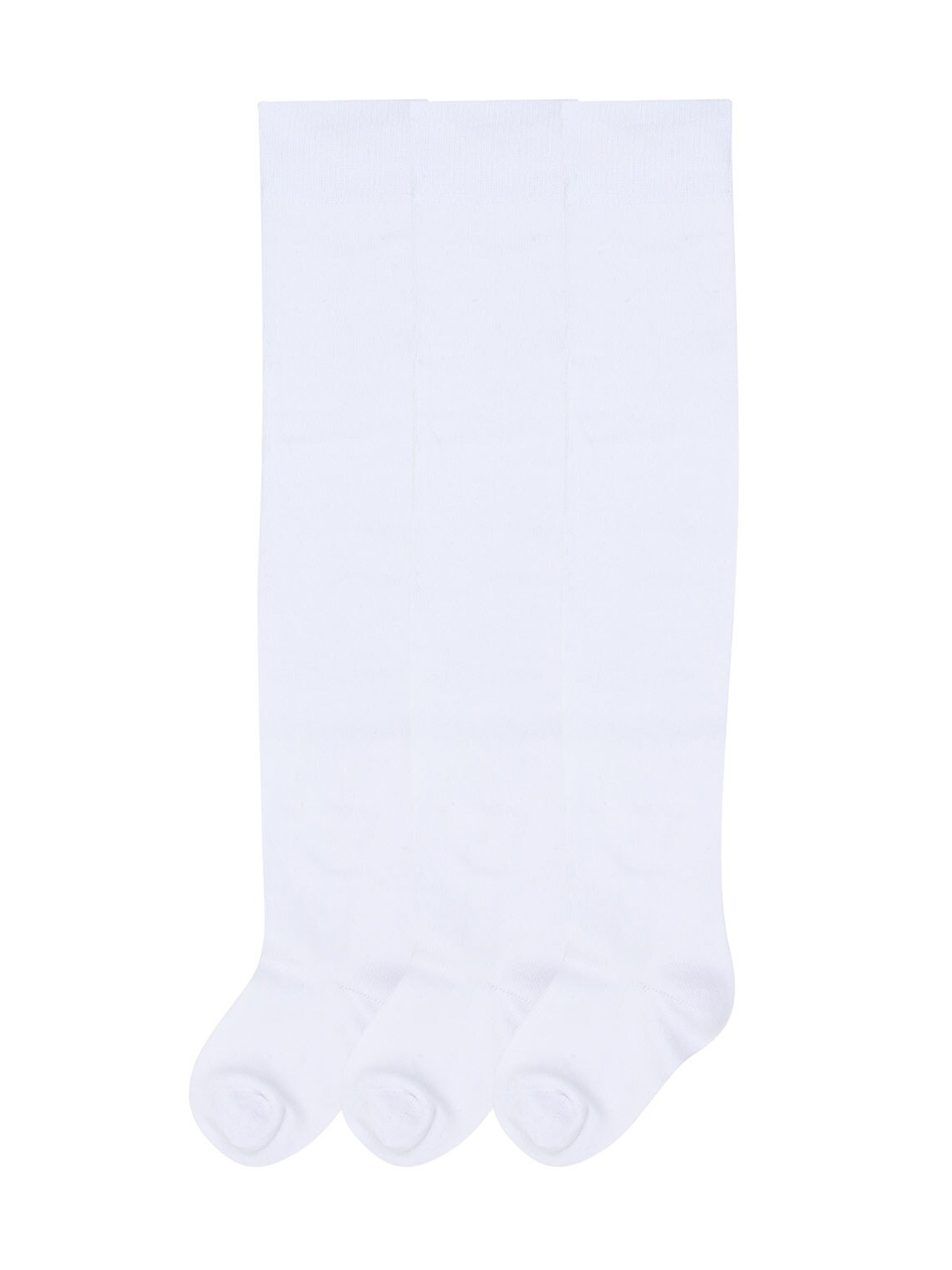 

Bonjour Girls Pack Of 3 White Solid Knee Length Socks