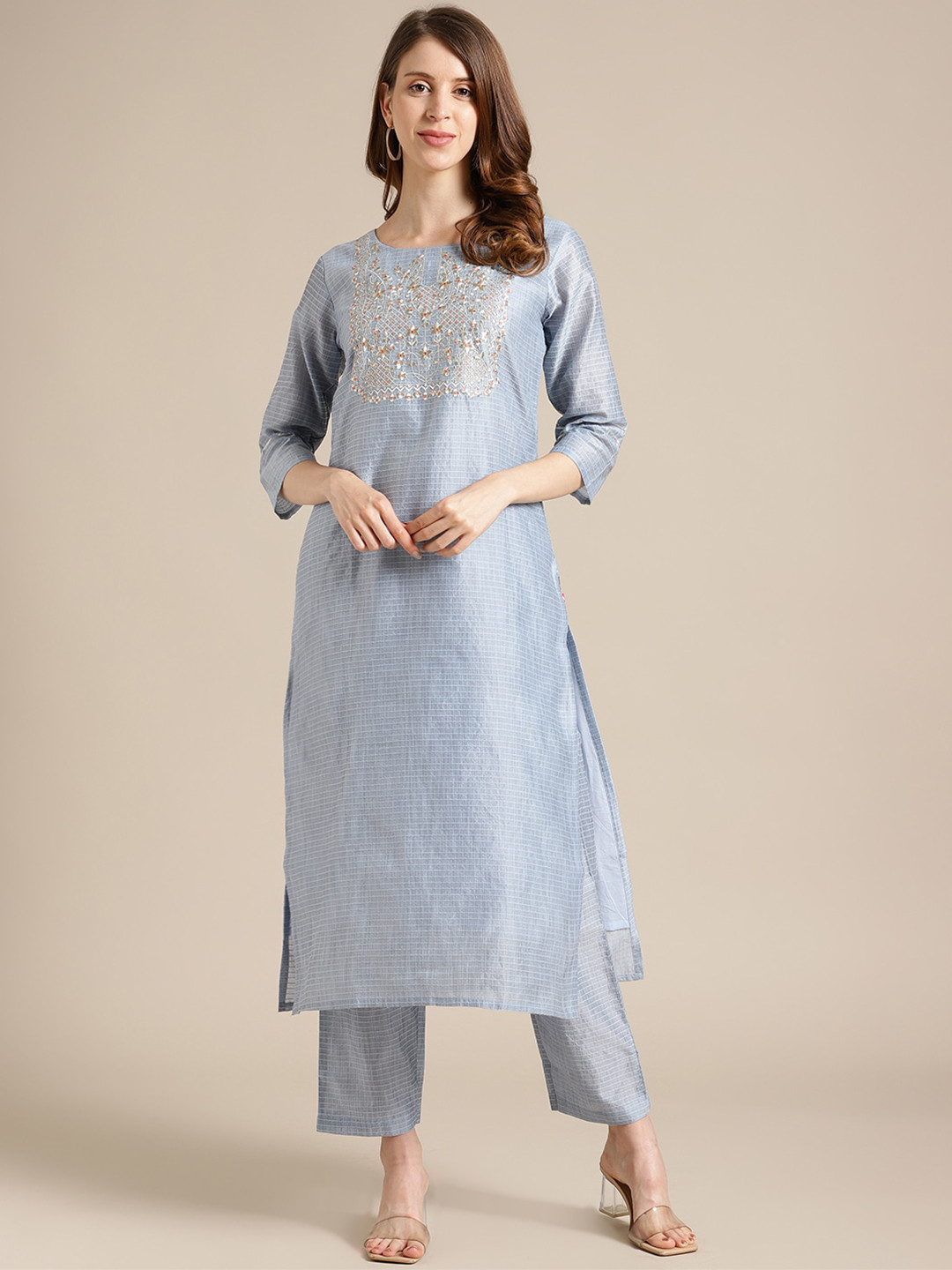 

Varanga Women Blue Kurta with Trousers