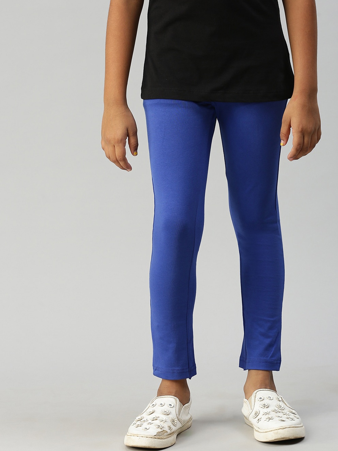 

Kryptic Girls Blue Solid Stretch Ankle-Length Leggings