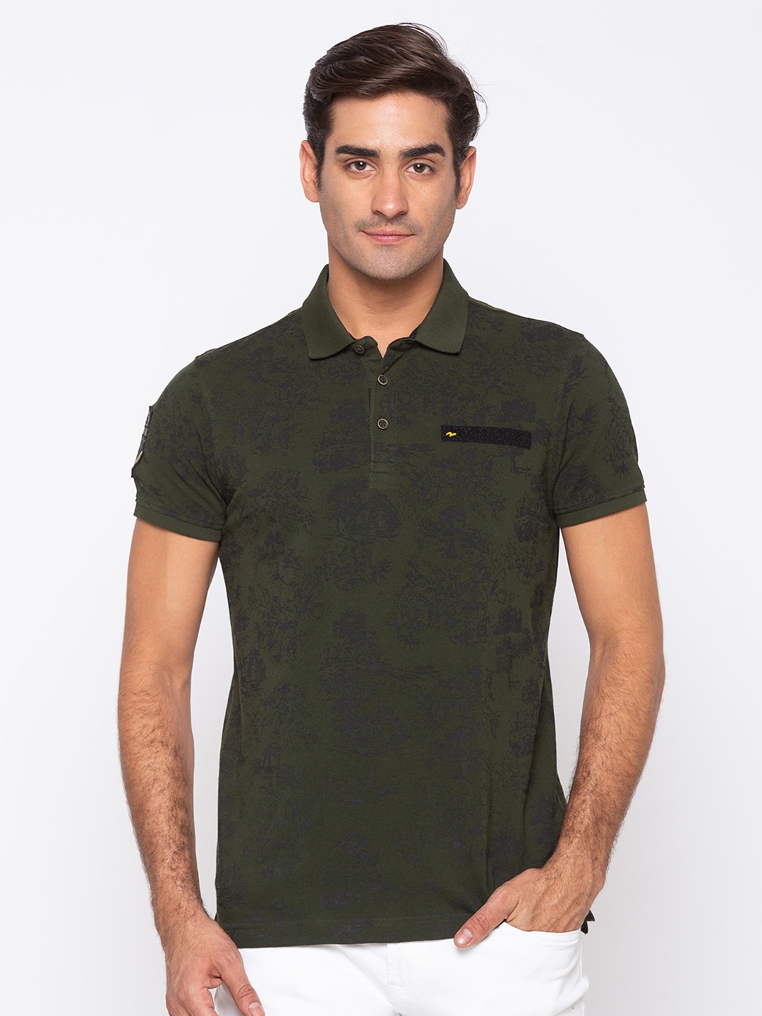 

SPYKAR Men Green Polo Collar Slim Fit T-shirt