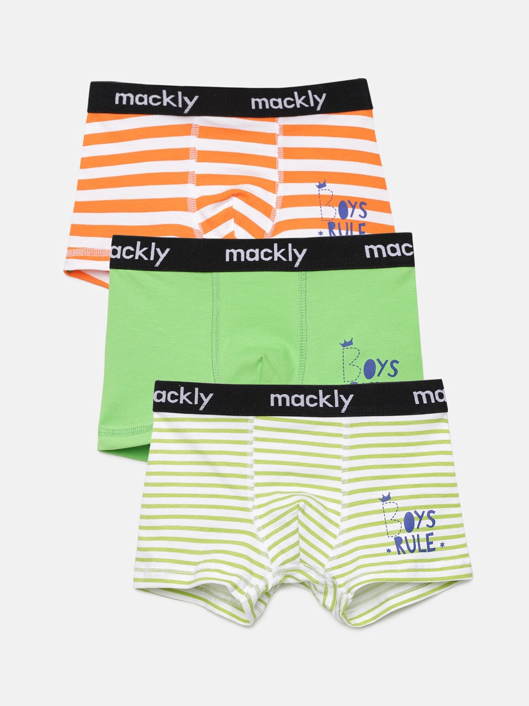 

mackly Boys Pack of 3 Striped Boxers MB-36-2-4 YRS, Orange