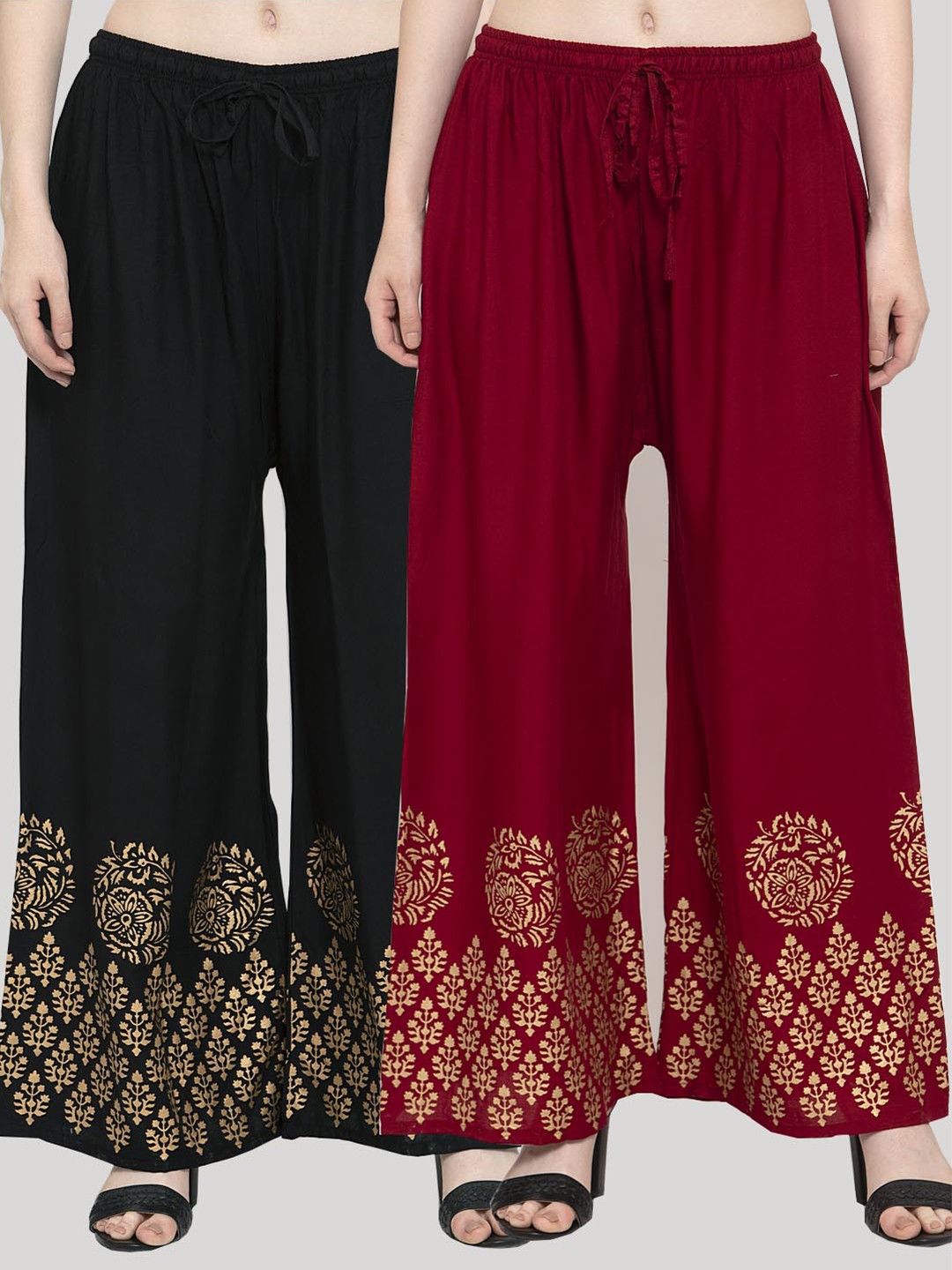 

Clora Creation Women Black & Maroon Pack of 2 Ethnic Motifs Printed Ethnic Palazzos