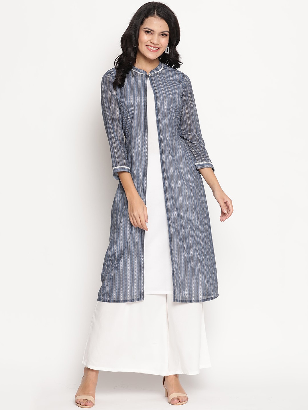 

Be Indi Women Navy Blue Geometric Printed Kurta