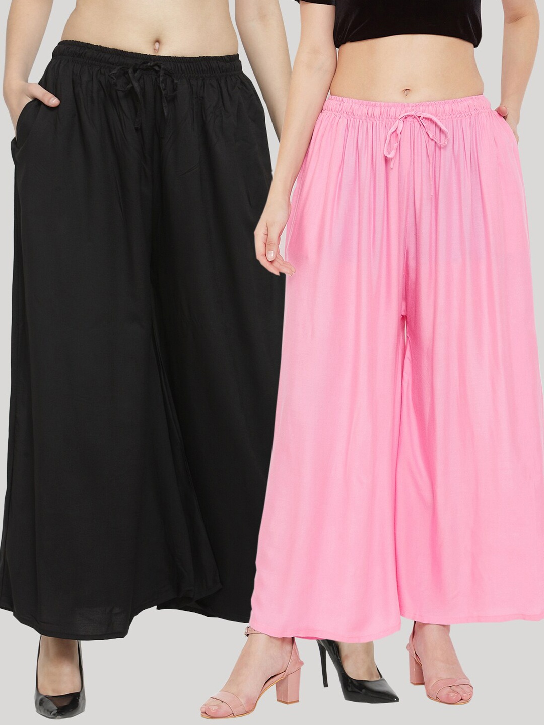 Clora Creation Women Pack Of 2 Black & Pink Knitted Sharara