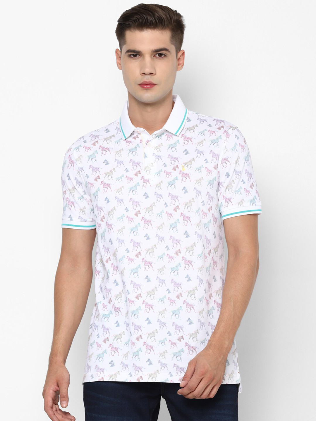 

SIMON CARTER LONDON Men White Floral Printed Polo Collar T-shirt
