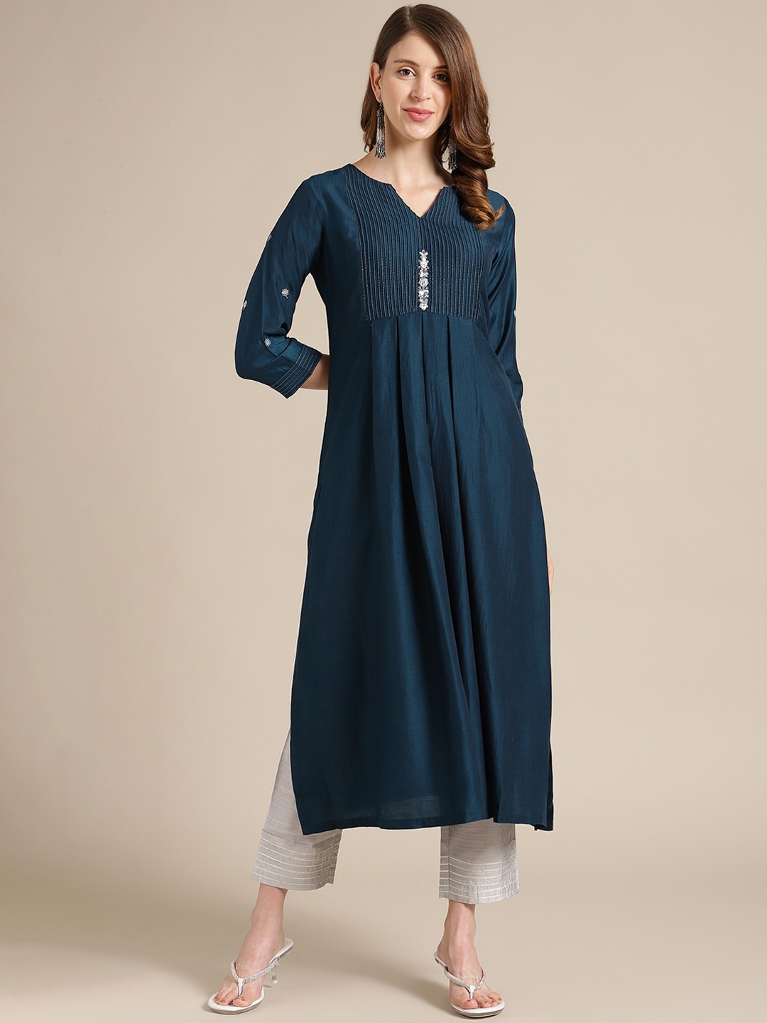 

Varanga Women Blue Yoke Design Kurta