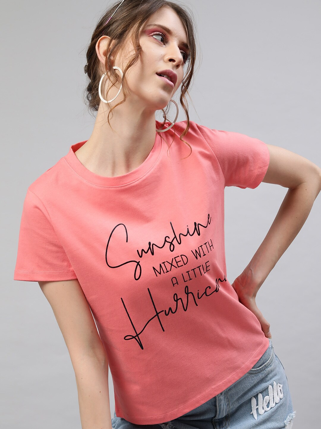 

STREET 9 Women Pink Typography T-shirt