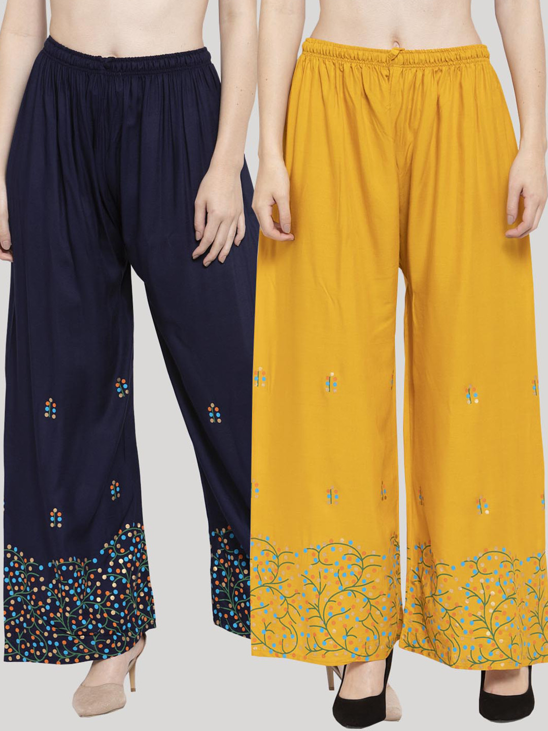 

Clora Creation Women Pack Of 2 Ethnic Motifs Printed Knitted Ethnic Palazzos, Multi