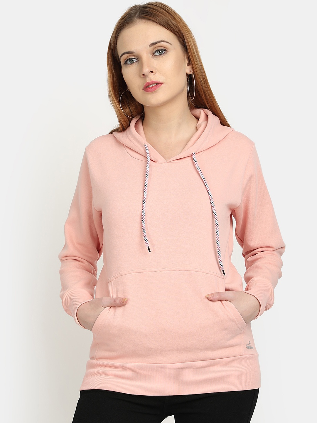 

PICOT Women Peach Hooded Sweatshirt