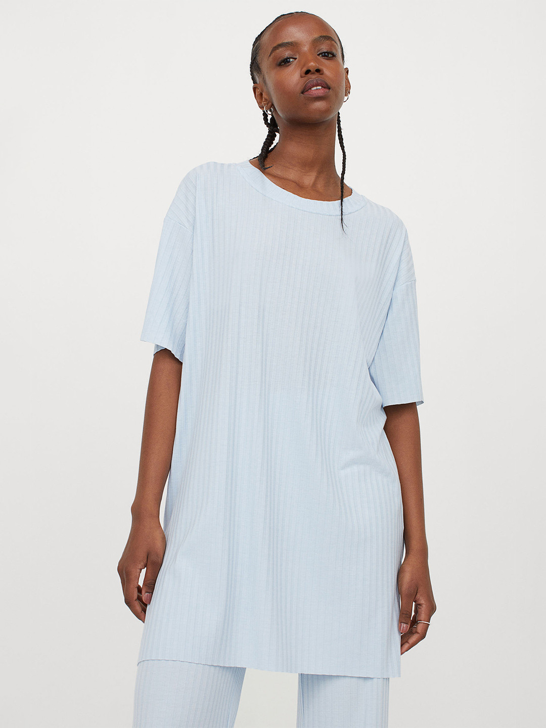 

H&M Blue Ribbed Jersey T-shirt