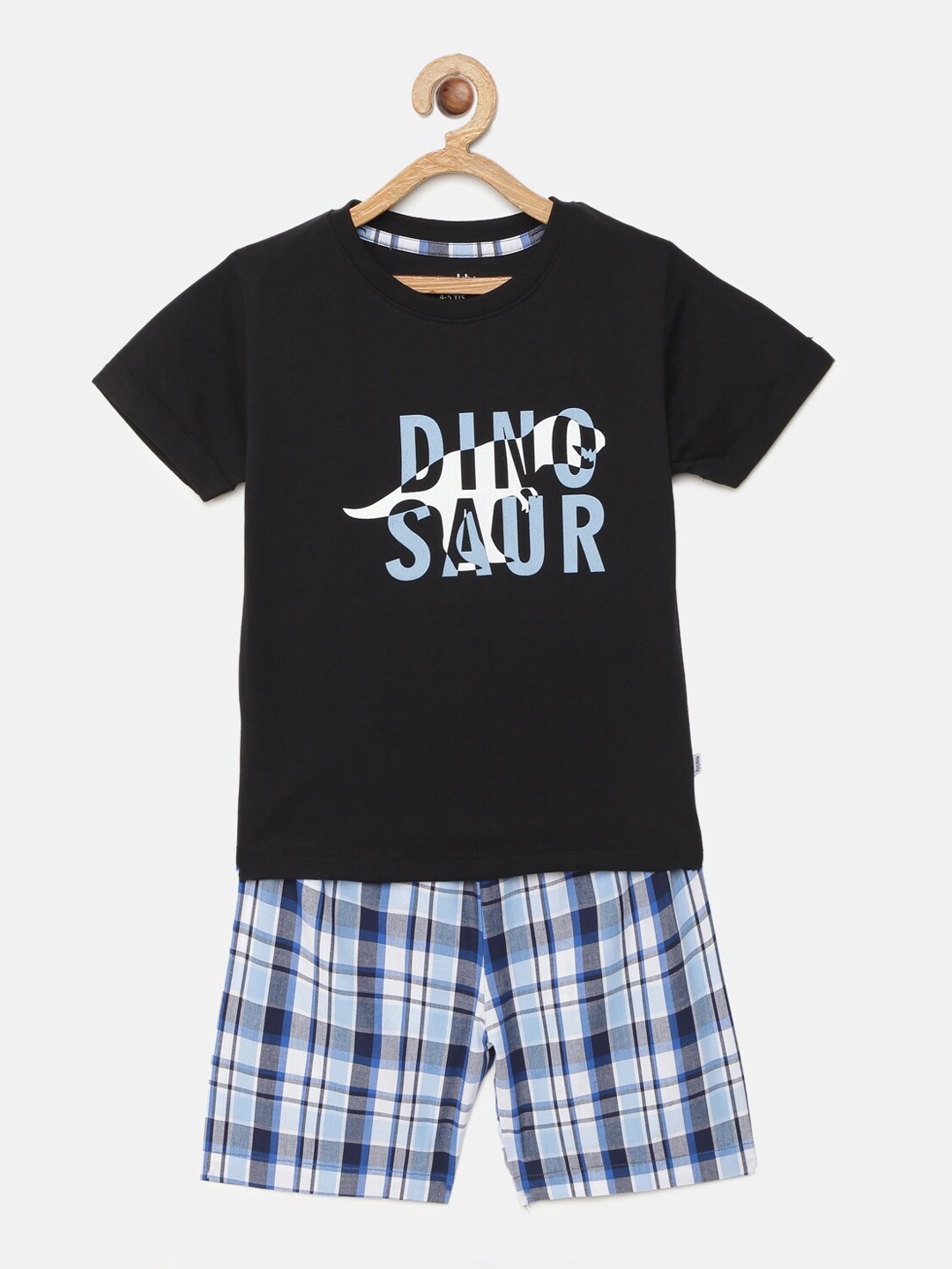 

mackly Boys Black & White Printed Night Suit