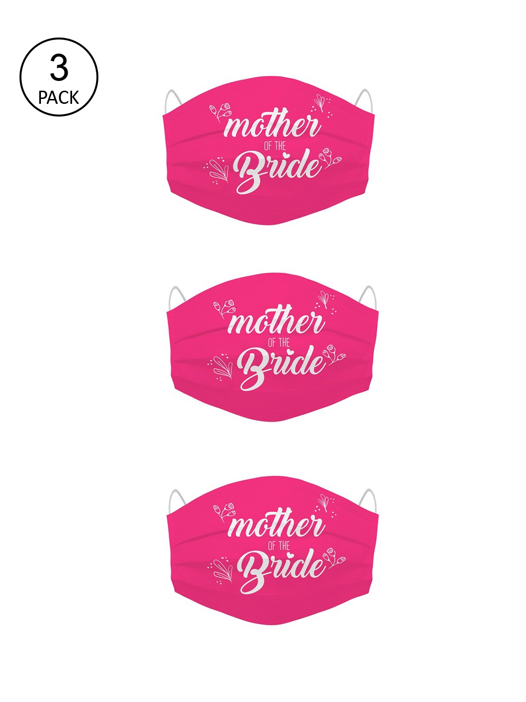 

Bigsmall Pack Of 3 Pink & White Cotton 4-Ply Reusable Outdoor Cloth Masks