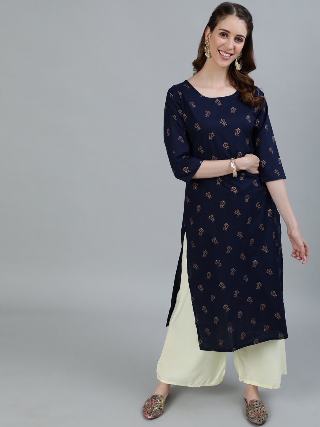

AASI - HOUSE OF NAYO Women Navy Blue Printed Kurta