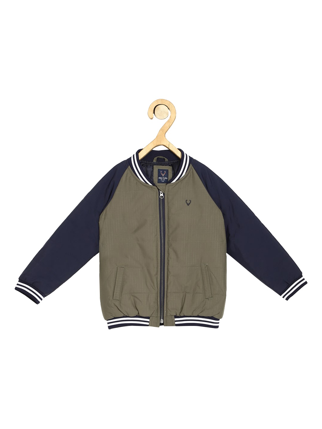 

Allen Solly Junior Boys Olive Green Solid Bomber Jacket