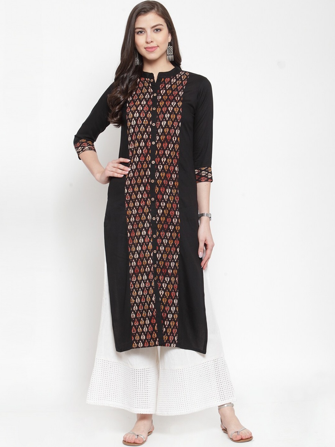 

KSUT Black Women Ethnic Motifs Printed Straight Kurta