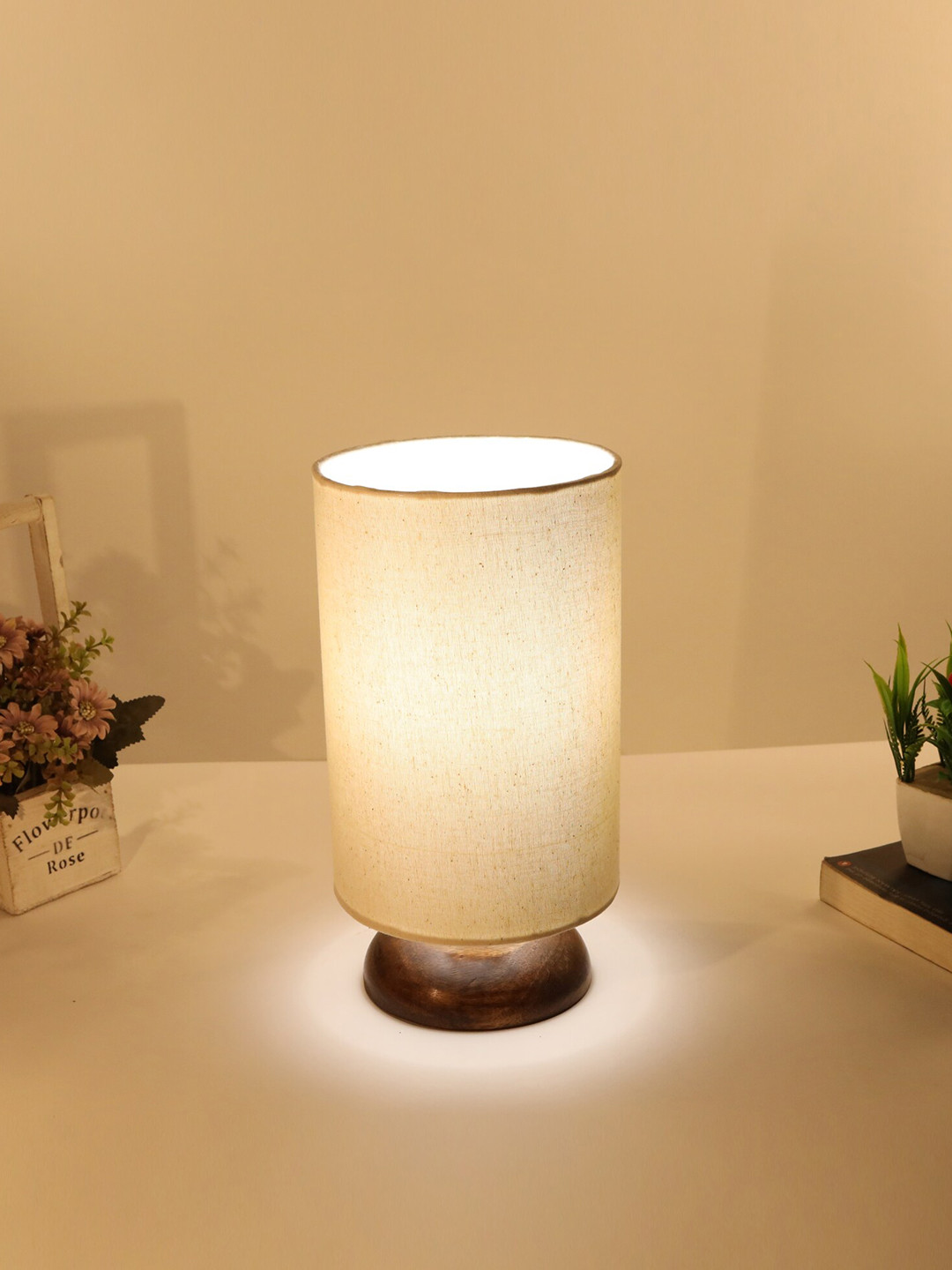 

Homesake White & Beige Contemporary Handcrafted Column Smart Table Lamp