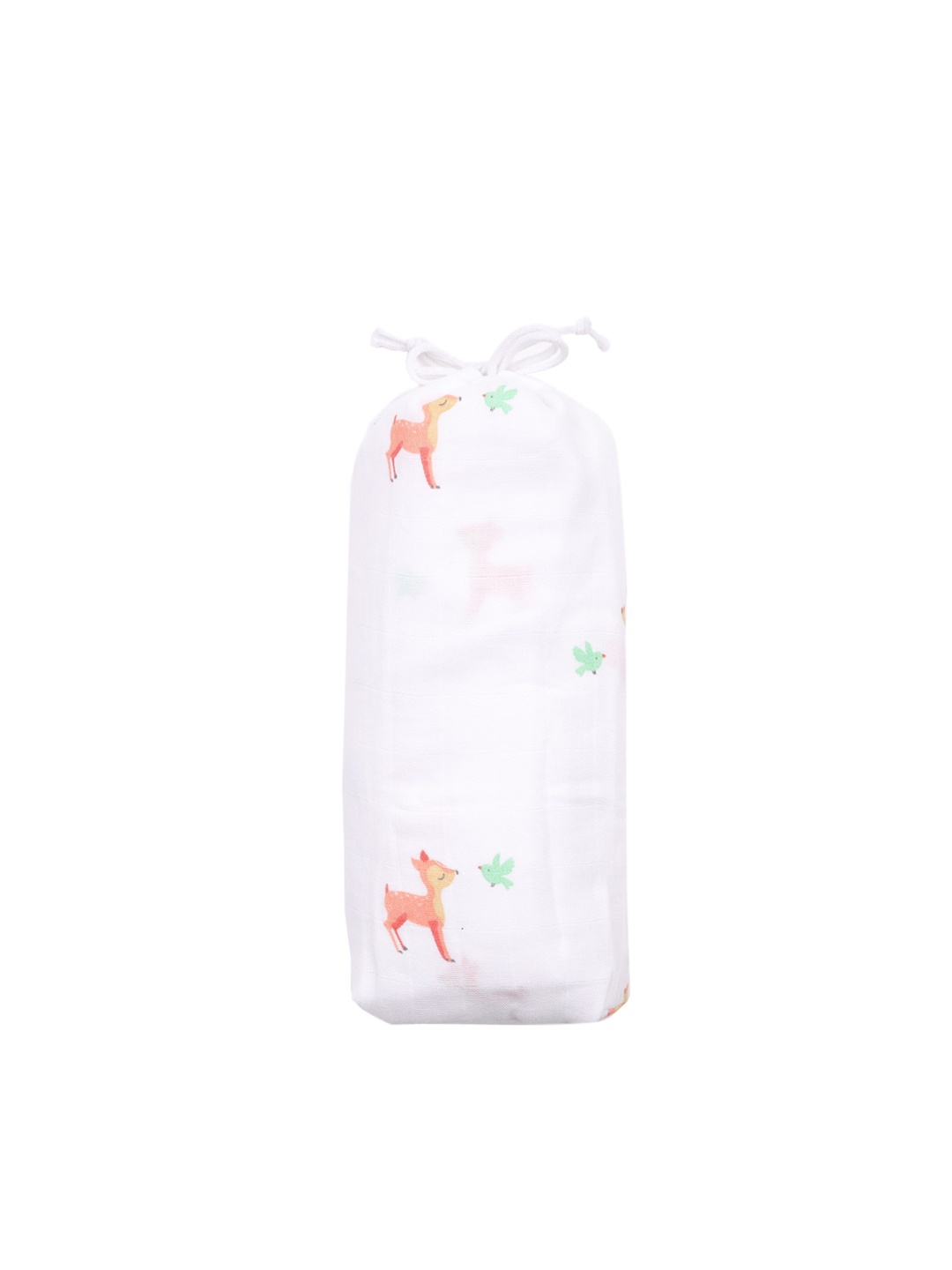 

KICKS & CRAWL Infant Kids White & Orange Deer Printed Pure Organic Cotton Crib Sheet