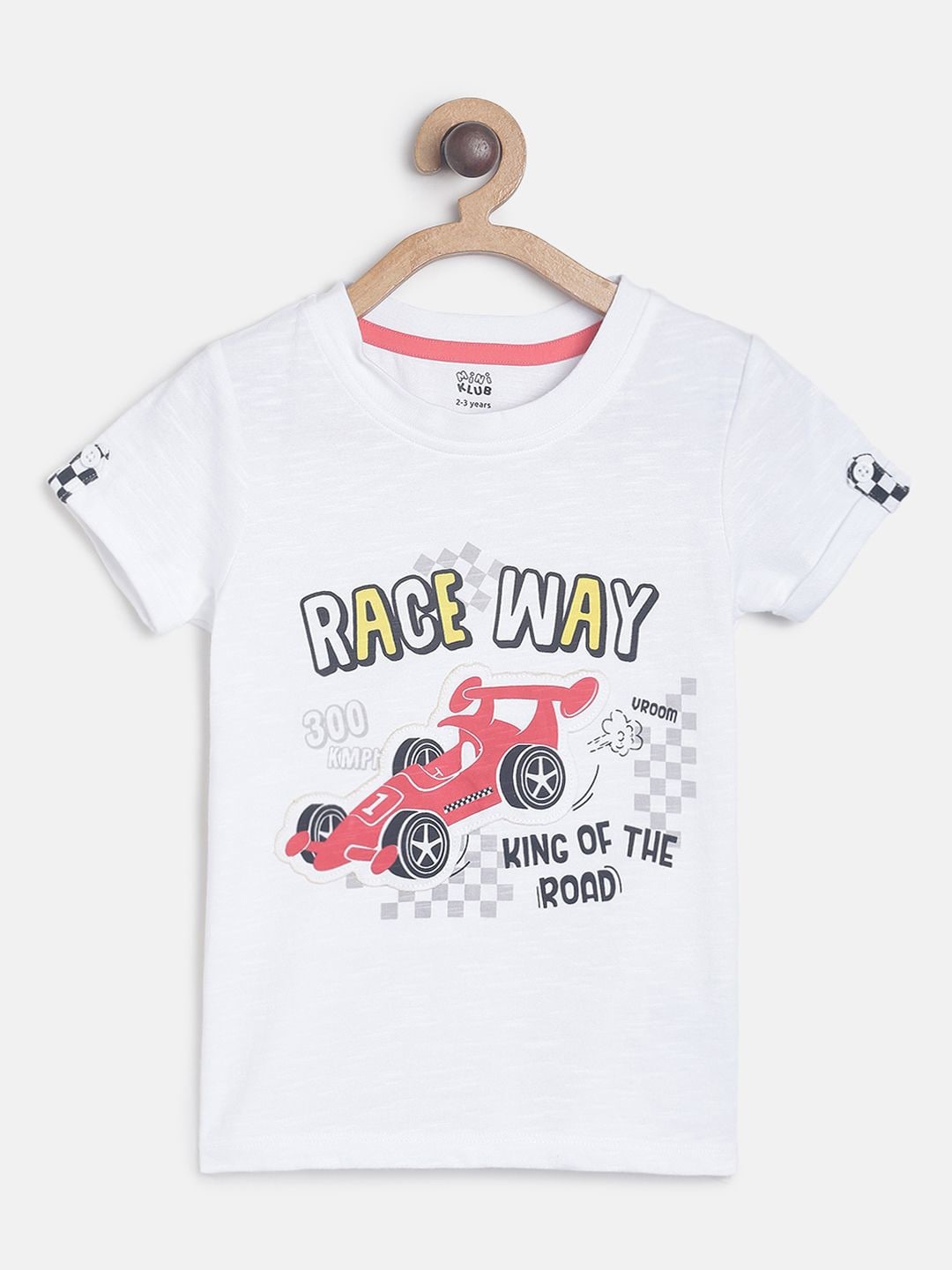

MINI KLUB Boys White Typography Printed Cotton Pure Cotton T-shirt