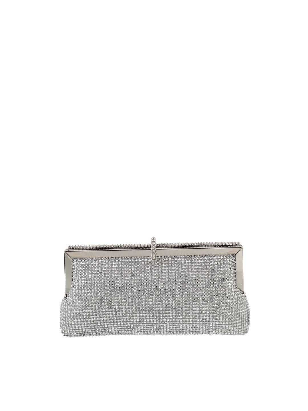 

Metro Silver Embellished Box Clutch