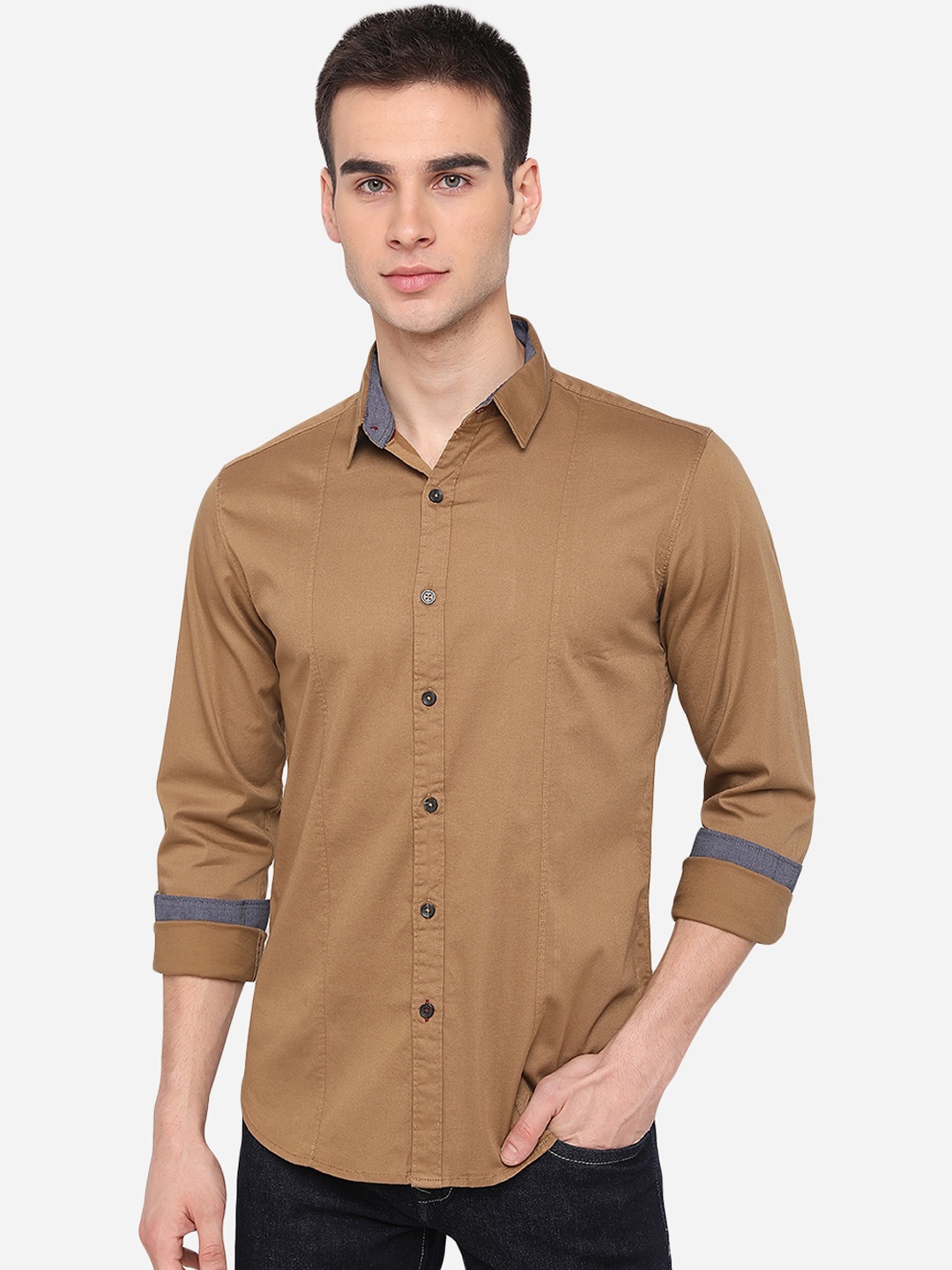 

Greenfibre Men Brown Slim Fit Casual Shirt