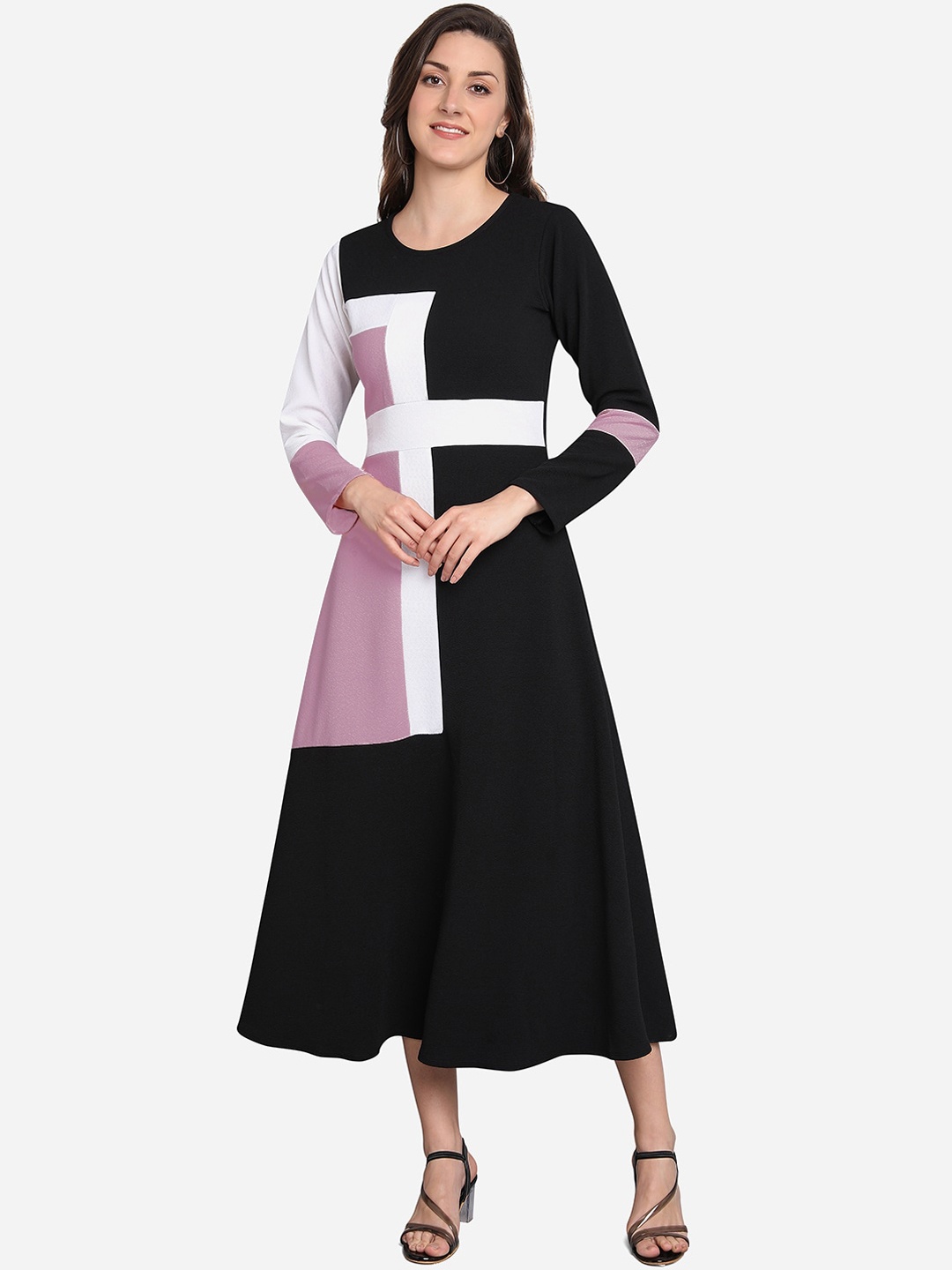 

PURVAJA Lavender Colourblocked Midi Dress