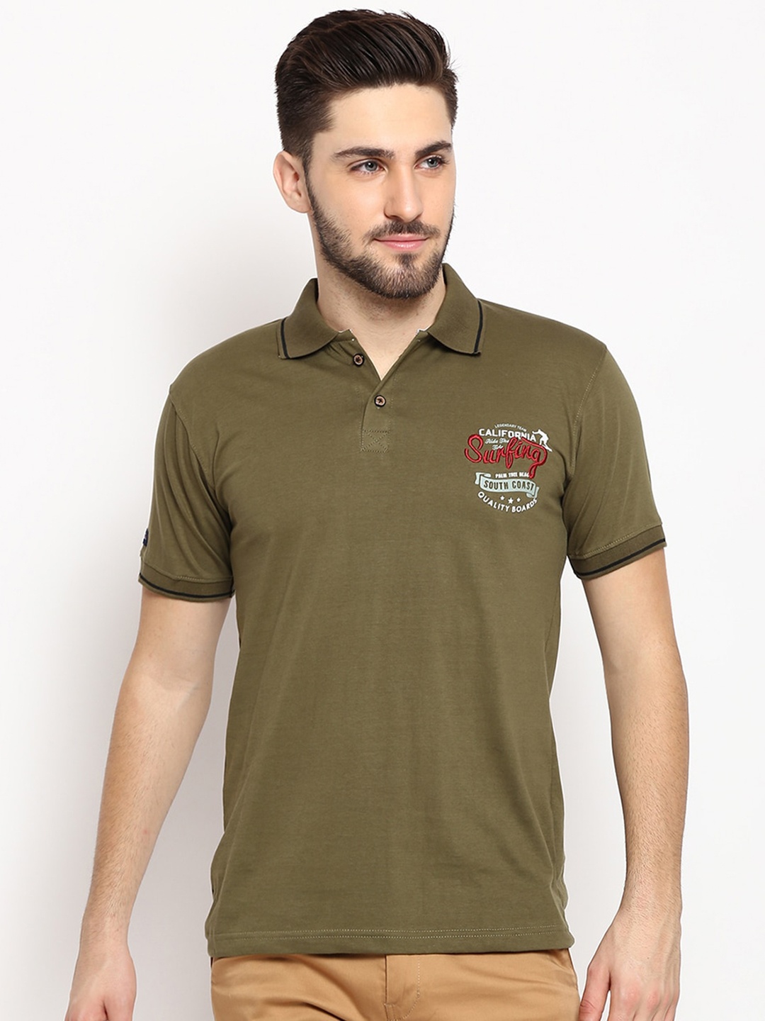 

V2 Value & Variety Men Green Polo Collar T-shirt
