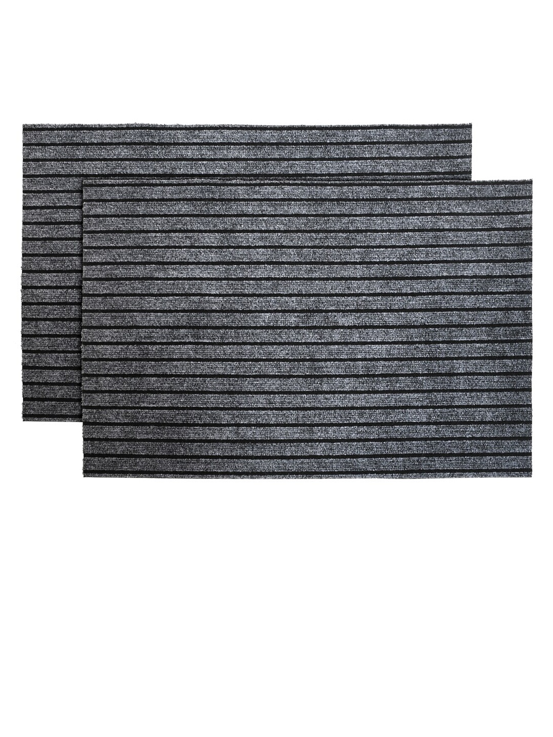 

Kuber Industries Set Of 2 Striped Microfibre All Weather Anti-Skid Doormats, Grey