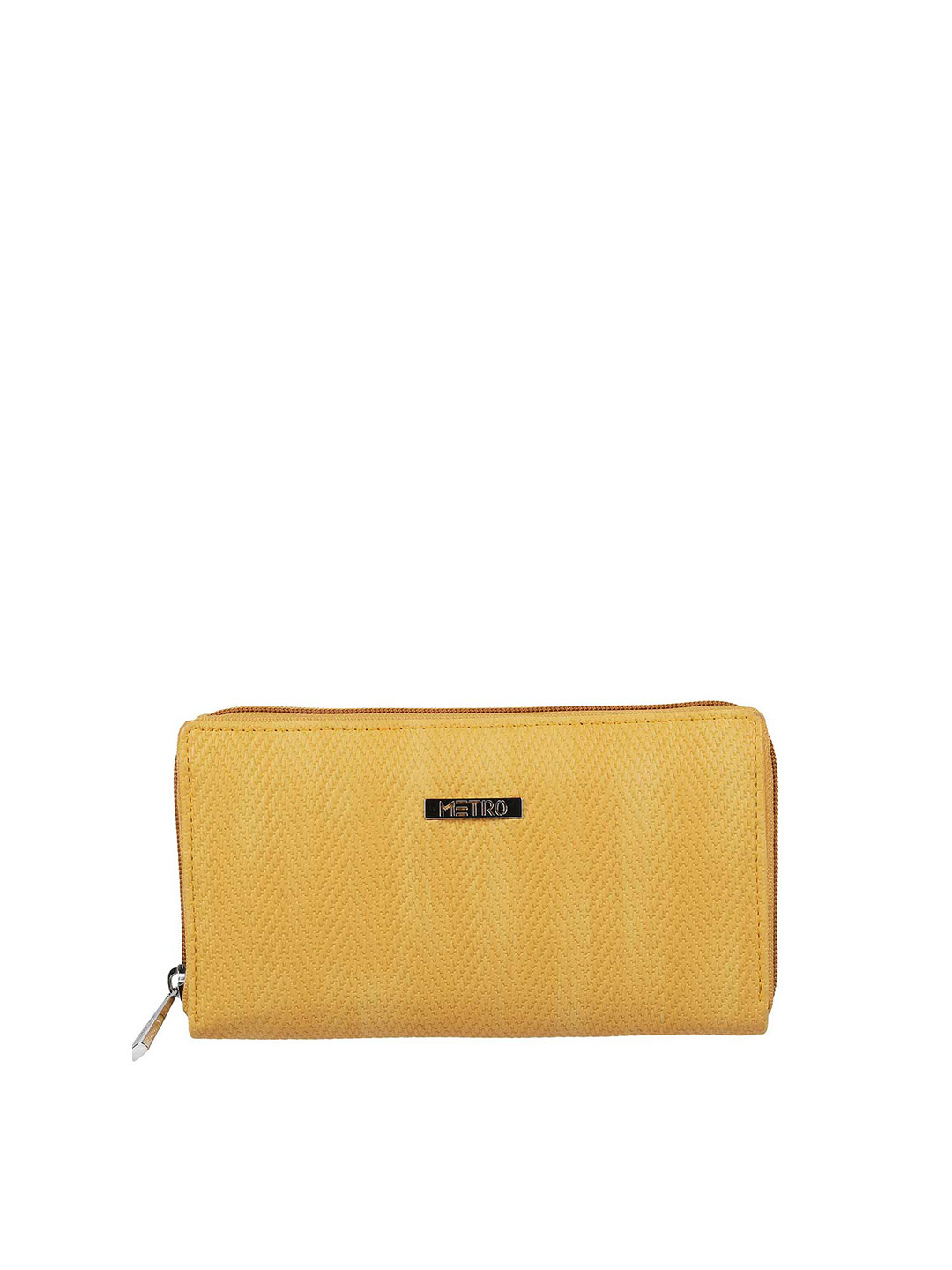 

Metro Women Yellow Textured Purse Clutch