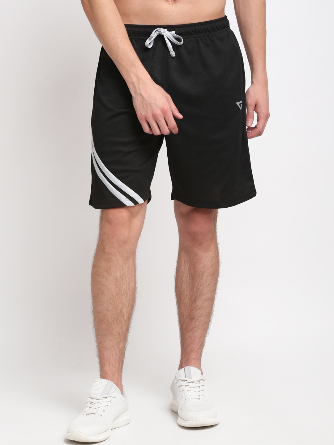 

GRIFFEL Men Black Mid-Rise Sports Shorts