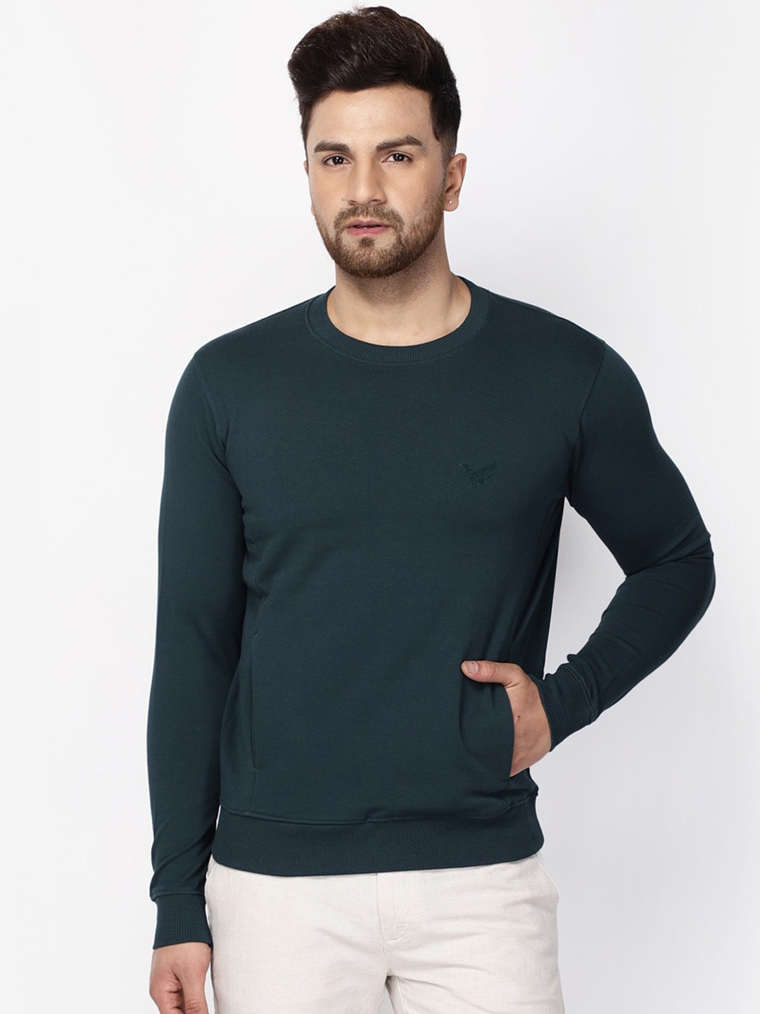 

Blackberrys Men Teal Green Sweatshirt