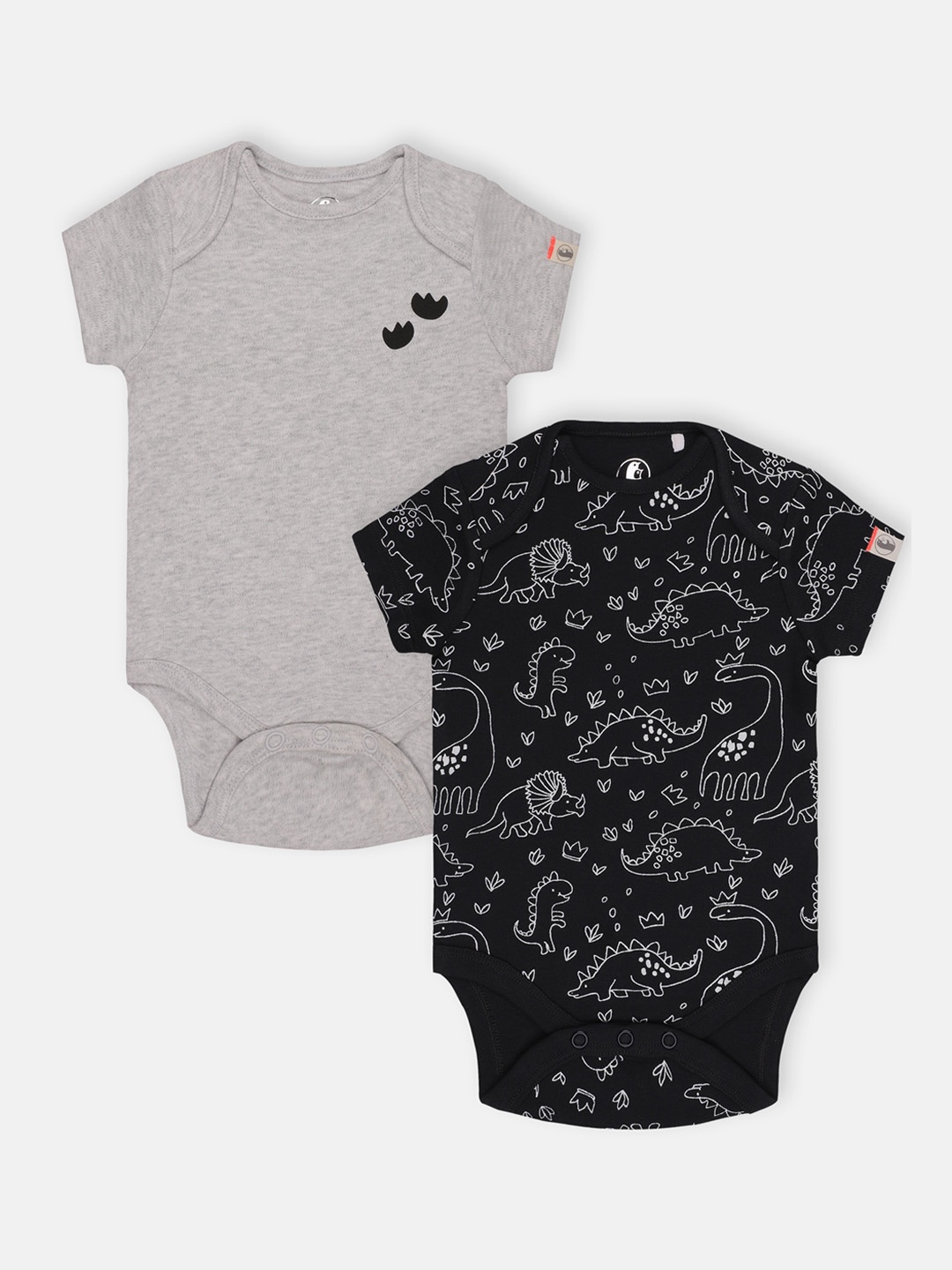 

Babysafe Infant Girls Pack Of 2 Cotton Bodysuits, Grey melange
