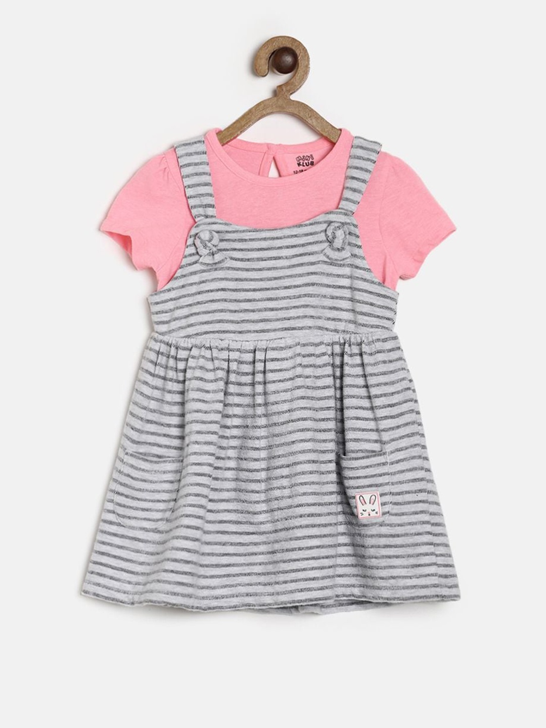 

MINI KLUB Girls Pink & Grey Top with Skirt