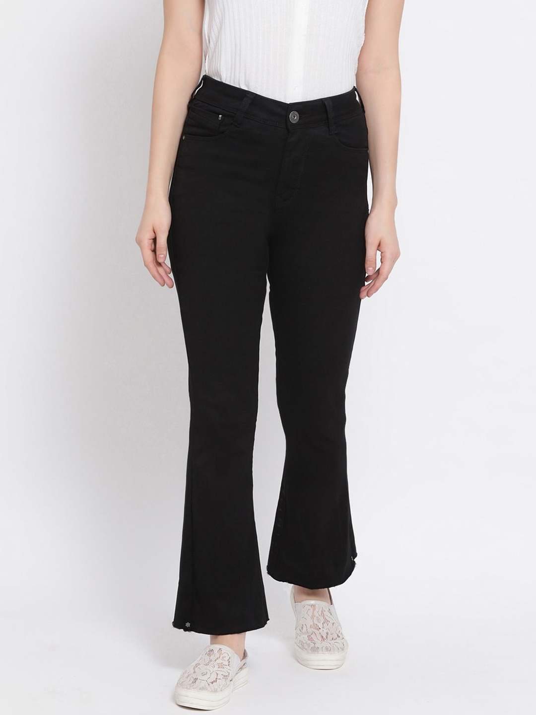 

Code 61 Women Black Flared High-Rise Jeans