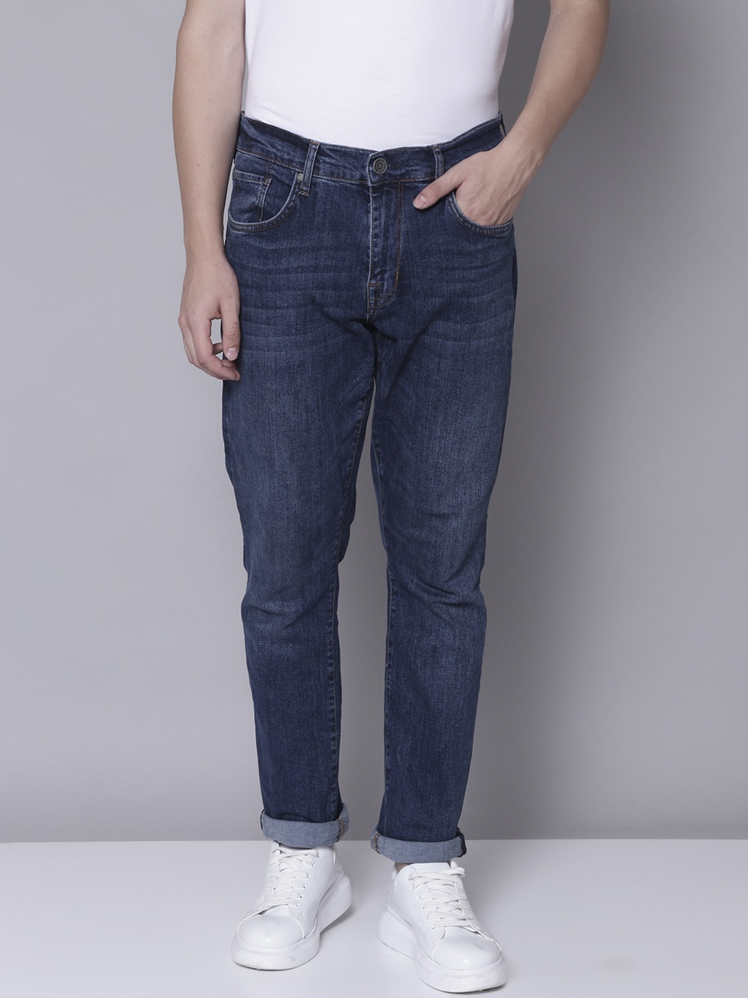 

BEN SHERMAN Men Navy Blue Slim Fit Light Fade Jeans