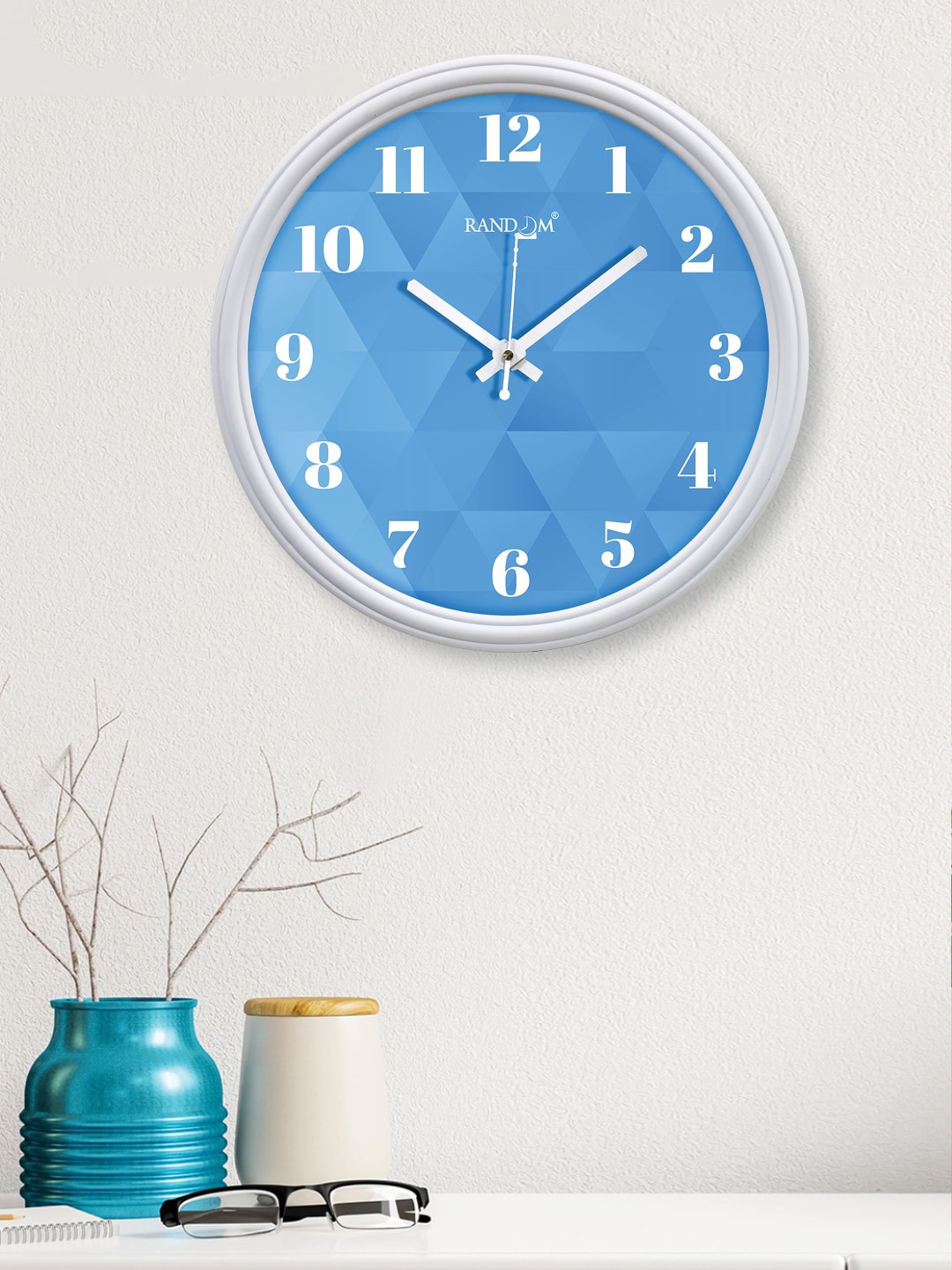 

RANDOM Blue & White Printed Contemporary 30.48 Cm Wall Clock