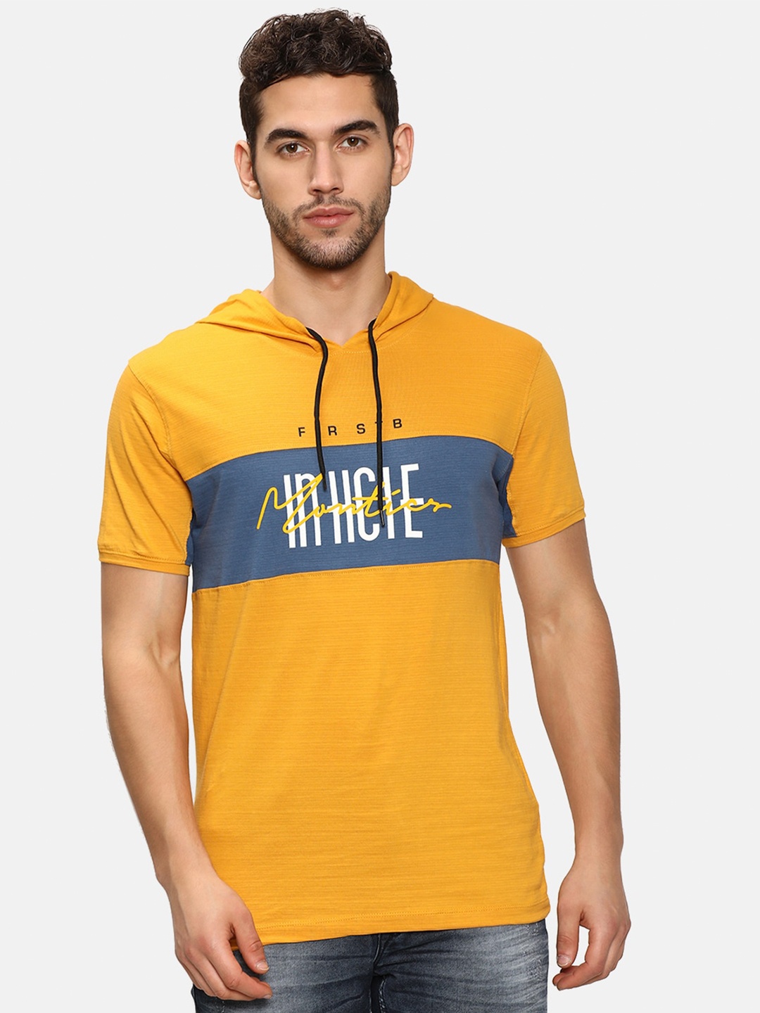 

V2 Value & Variety Men Mustard Typography T-shirt