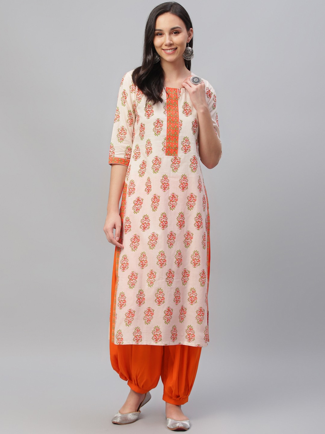 

Libas Women Floral Motifs Printed Kurta, Orange