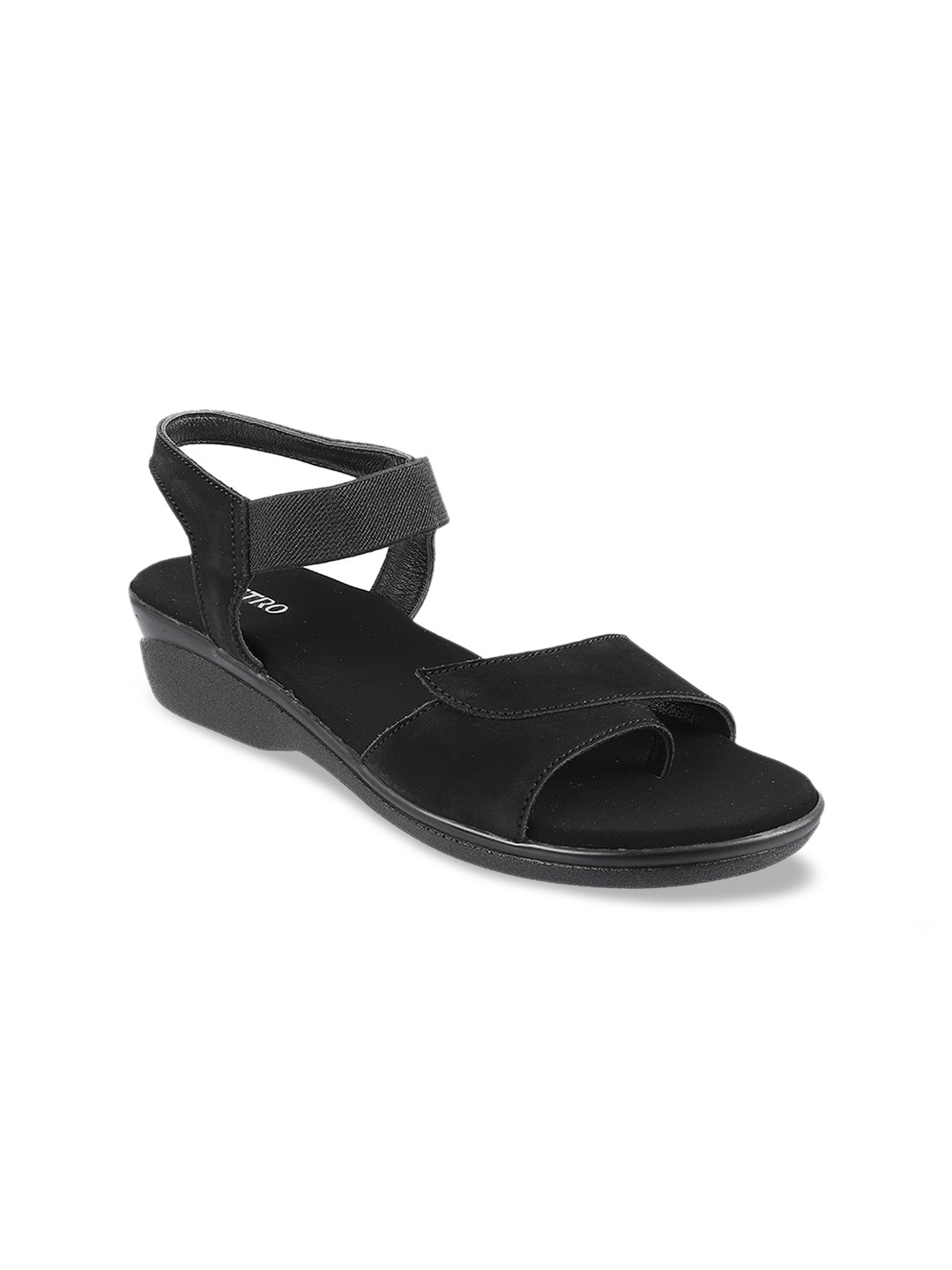 

Metro Black Leather Comfort Sandals