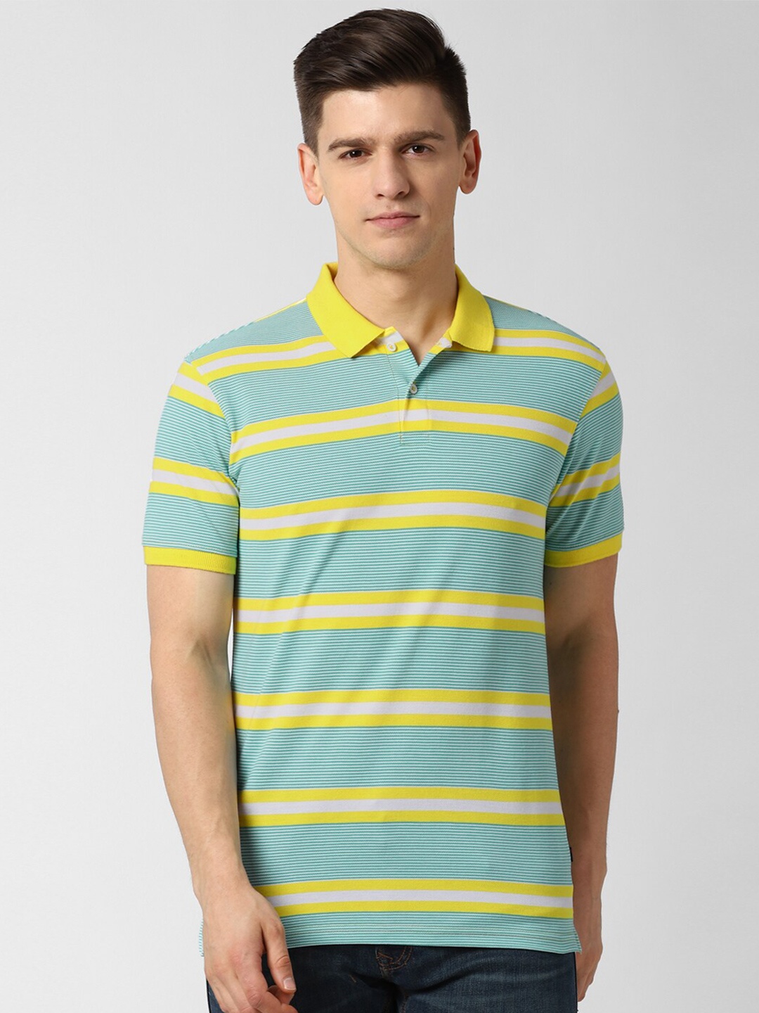 

Peter England Casuals Men Multi Striped Polo Collar T-shirt