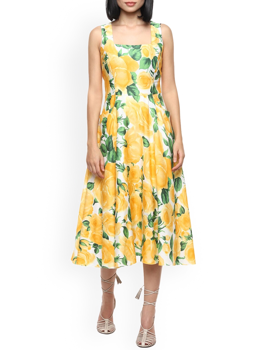 

Phase Eight Yellow & Off White Floral A-Line Dress