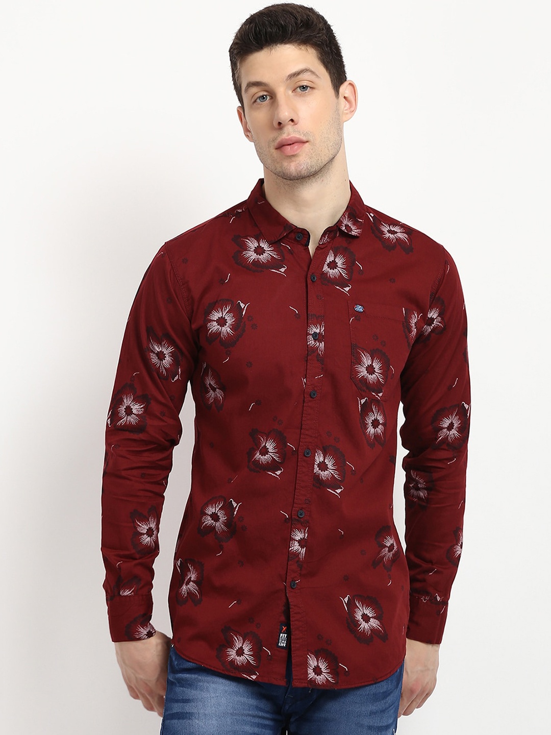 

V2 Value & Variety Men Maroon Floral Printed Cotton Casual Shirt