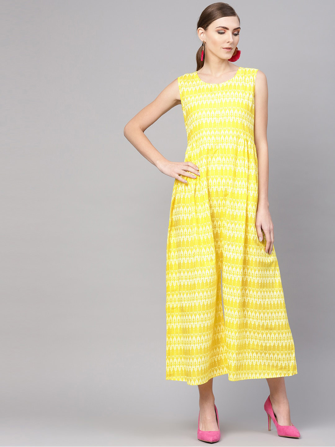 

GERUA Women Yellow Printed Jumper Dress