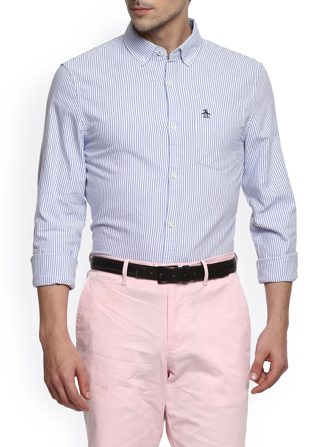 

Original Penguin Men Blue Striped Casual Shirt