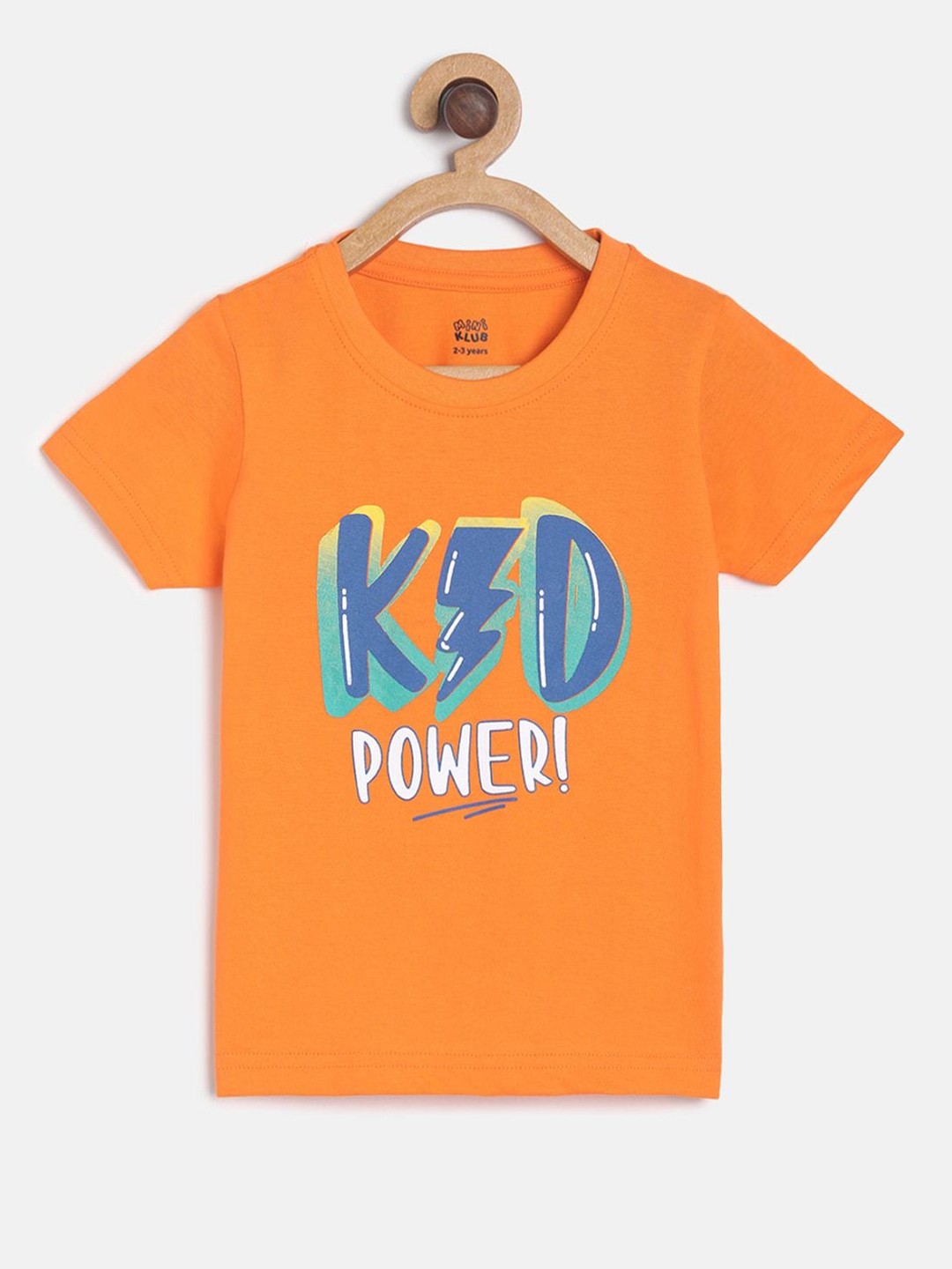 

MINI KLUB Boys Orange & Blue Typography Printed T-shirt