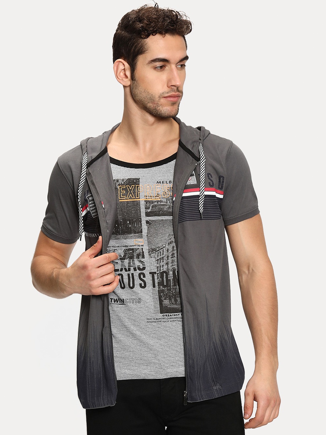 

V2 Value & Variety Men Grey Typography Printed Cotton T-shirt