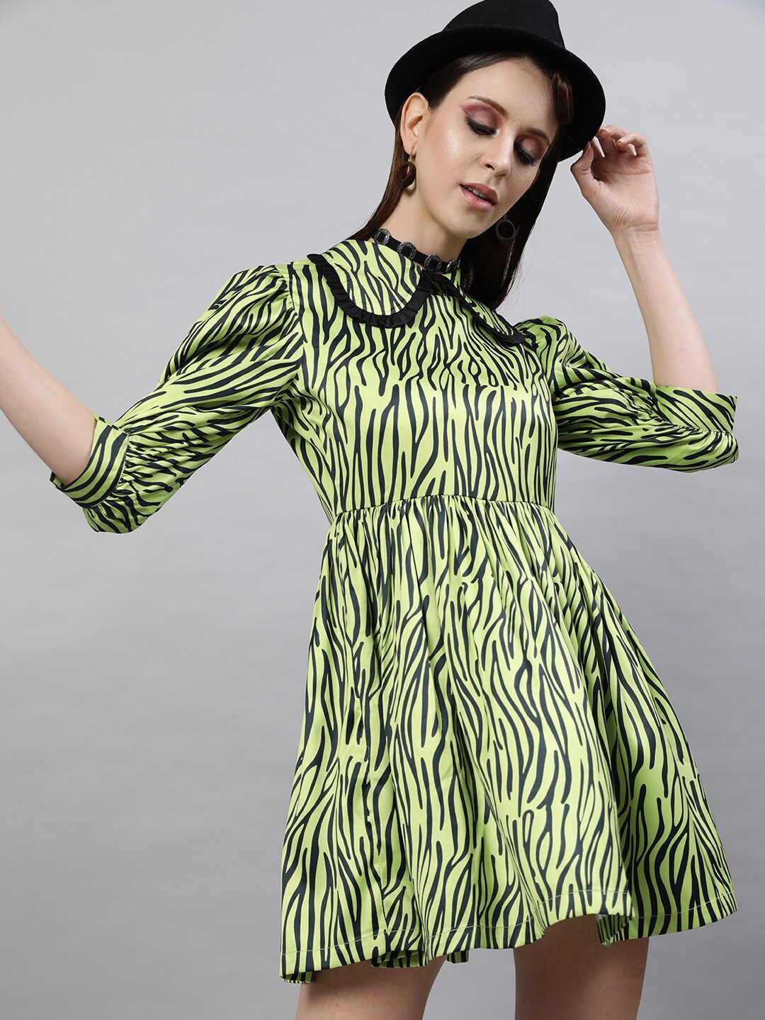 

STREET 9 Green Satin Dress