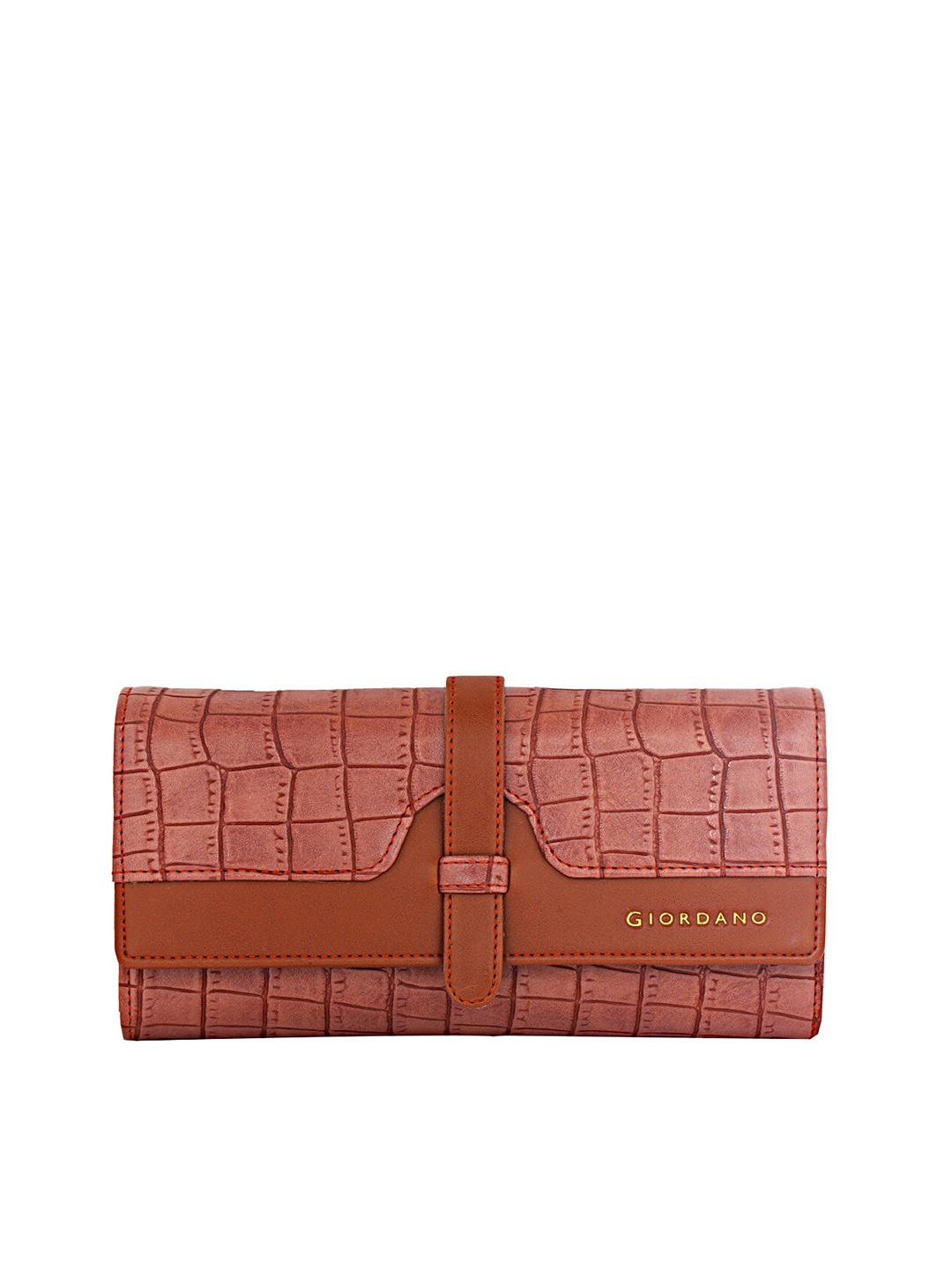 

GIORDANO Women Brown Textured Three Fold Wallet