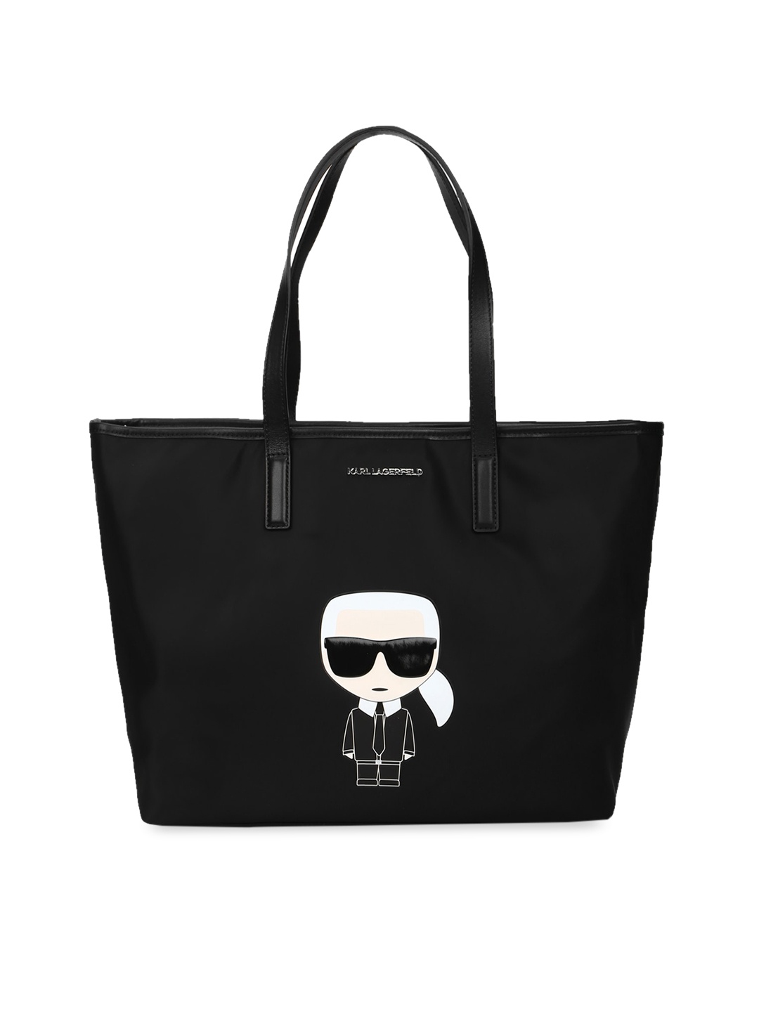 

Karl Lagerfeld Black Structured Applique Shoulder Tote Bag