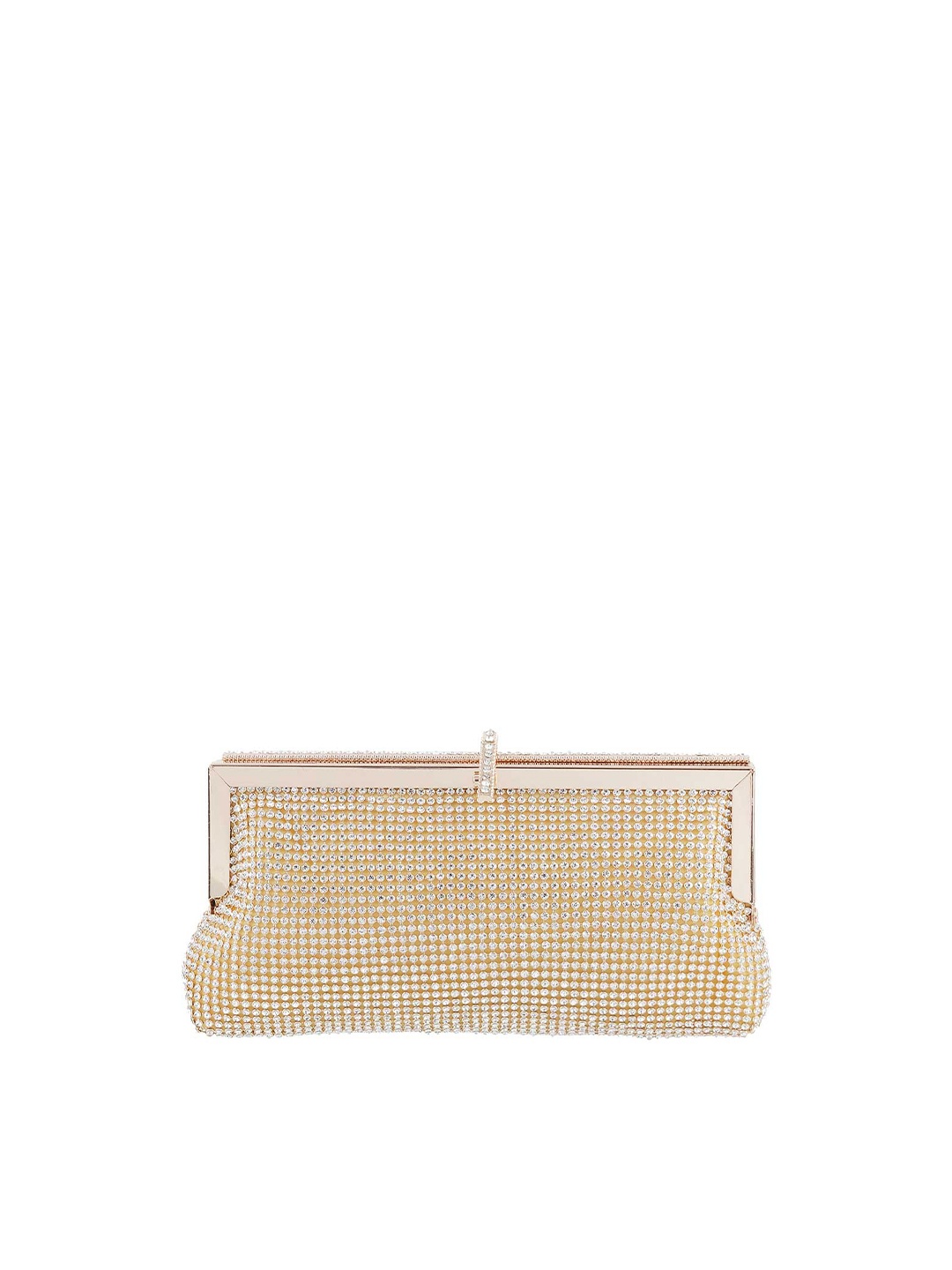 

Metro Gold & White Embellished Envelope Clutch